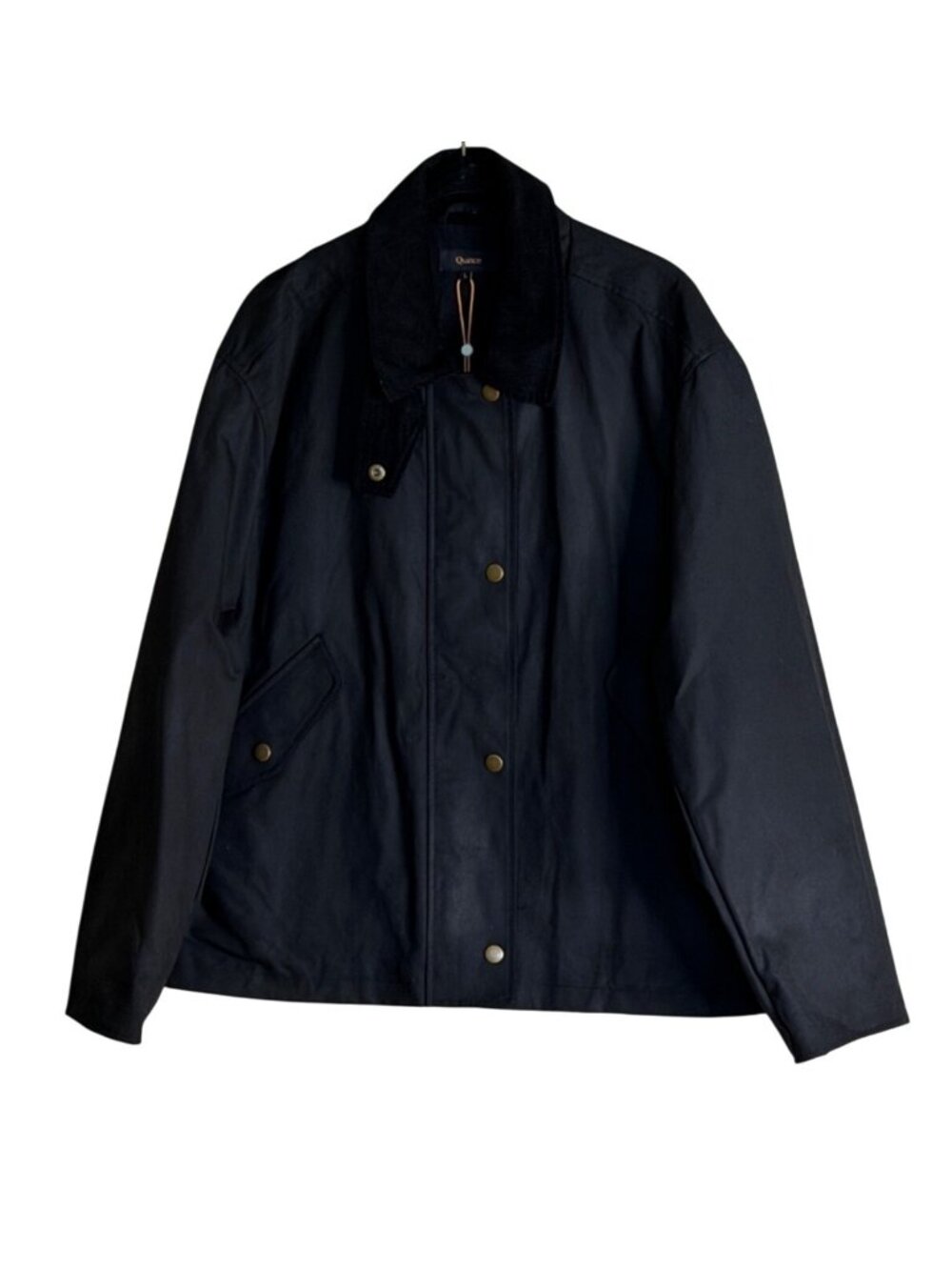 Quince Women's Organic Waxed Cotton Cropped Barn Jacket Black Size L NWT - Picture 3 of 8
